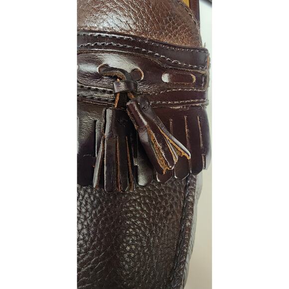 Chaps Men's Brown Leather Loafers tassels Dress Shoes size 12M - Picture 8 of 12